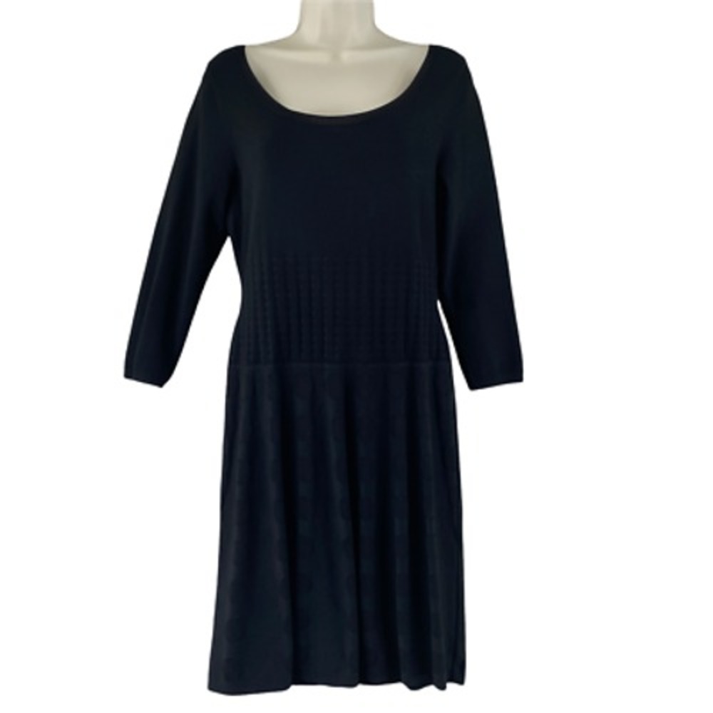 Ann Taylor Sheath Dress Womens Small Black Ponte Knit Polka Dot Mid Weight